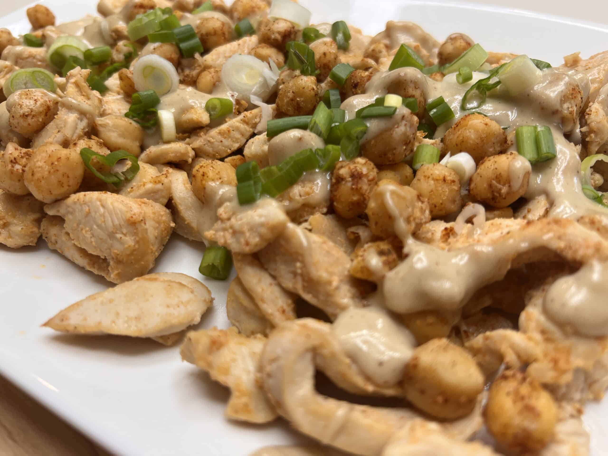 Mediterranean Chicken Chickpea Recipe | With Tahini Sauce Topping