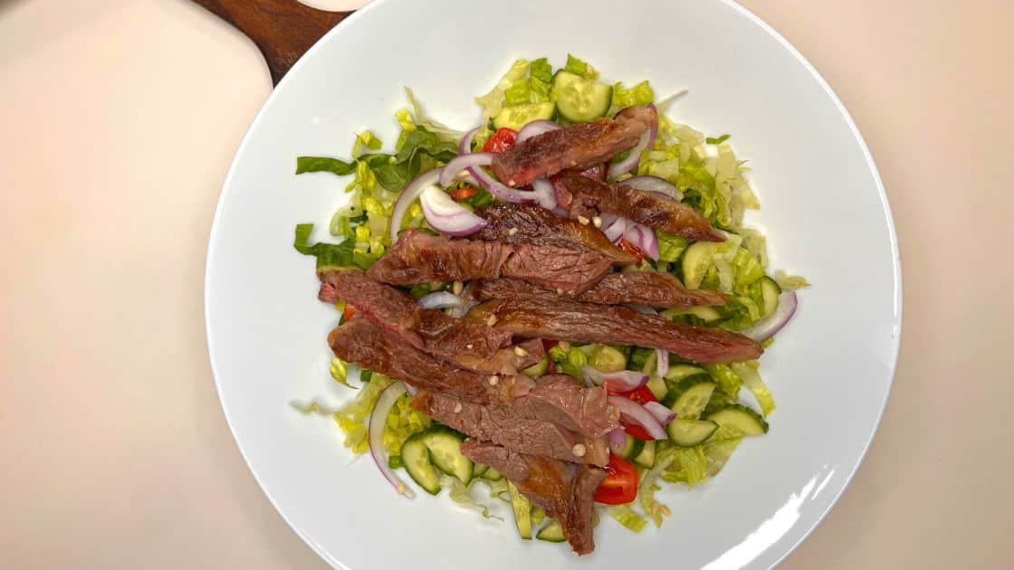 10g Carb Keto Steak Salad Recipe | Sesame Mayonnaise Topping