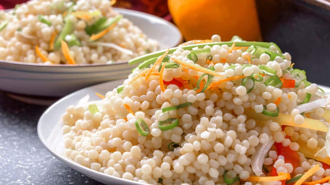 Mediterranean Couscous Salad Recipe (w Zucchini Yogurt Sauce)
